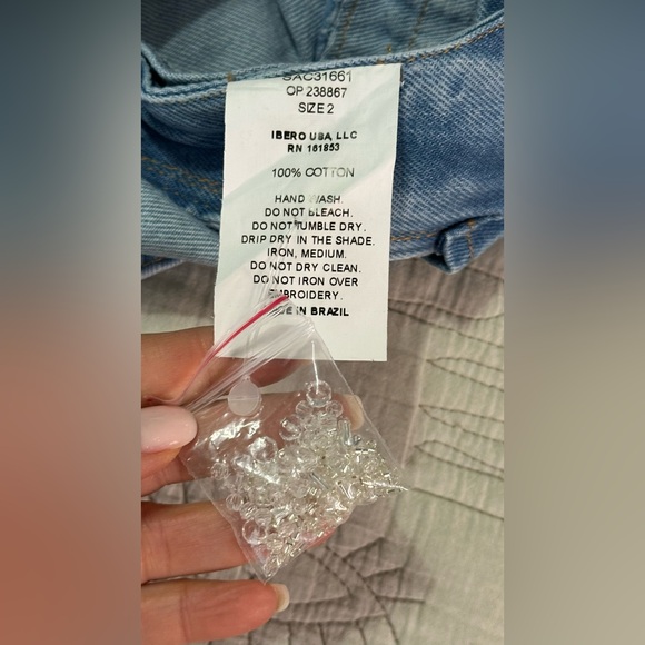 NEW PatBO Camila Coelho Denim Skirt NWT Sz 2 Beaded Accents - Picture 13 of 14